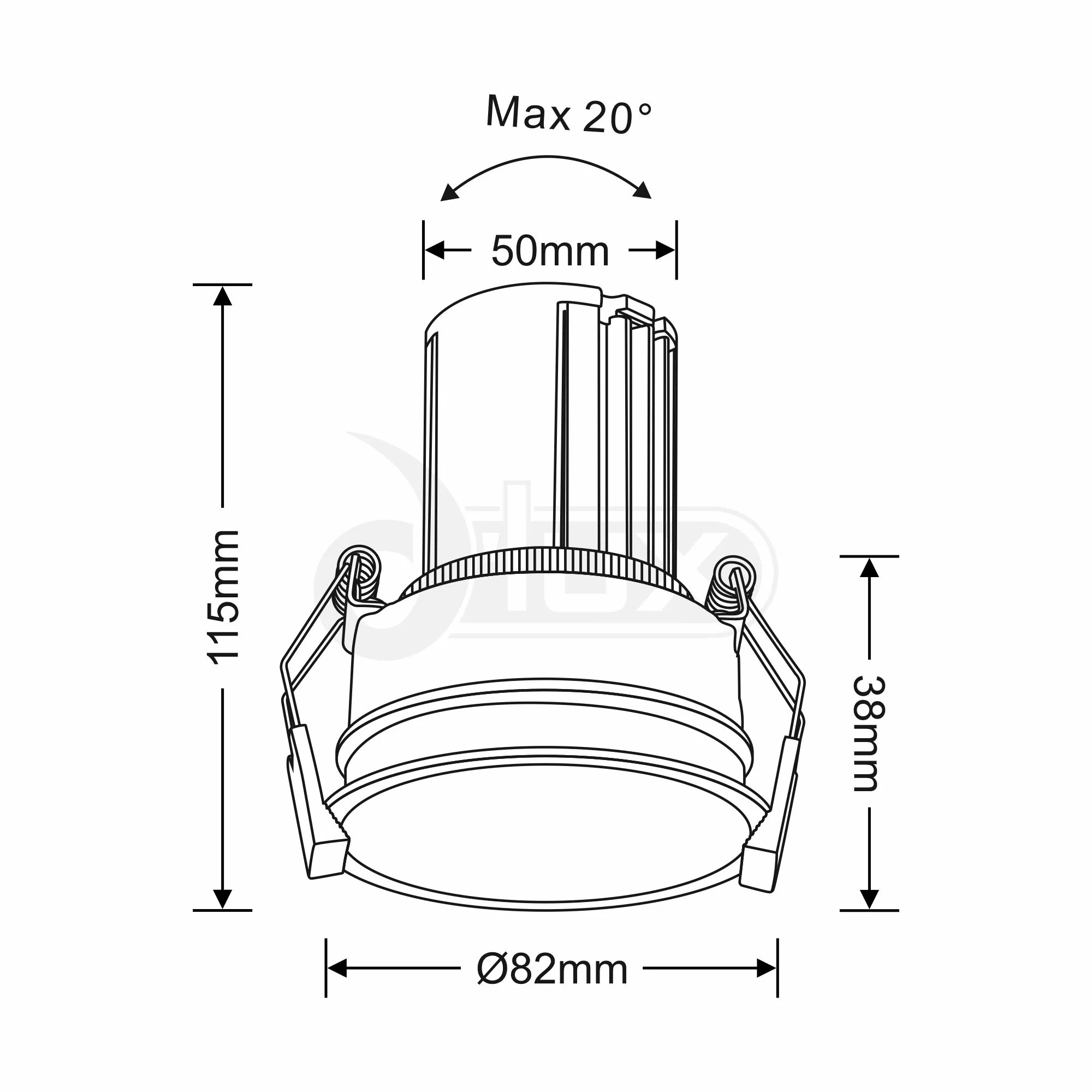 Bania A 10 Tridonic Powered 10W 2700K 760lm 36° CRI>90 LED Engine Silver Adjustable Recessed Spotlight; IP20 DM200921  Dlux Bania A 10